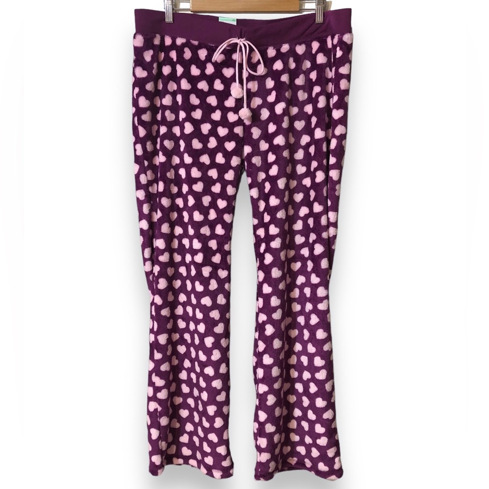 JOE BOXER Plush PJ Pants Pink Hearts Pattern
